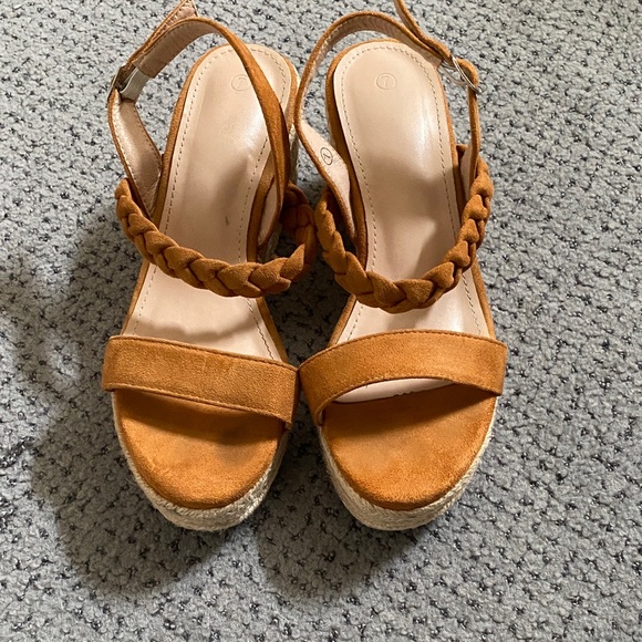 Shoes - Womens Braided Espadrille Wedge Sandals - Tan